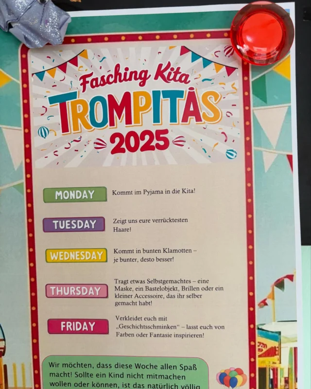 Fasching bei #kitatrompitas😊 Ab Montag geht es mit unserer verrückten Woche los! 🤪Jeden Tag dürfen die Kinder ihre Kreativität und Fantasie frei laufen!🥰